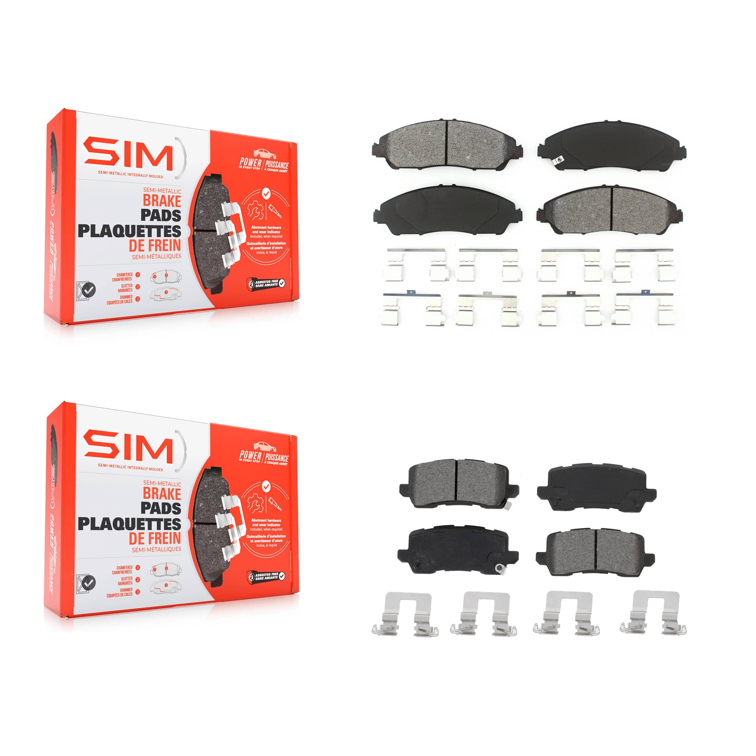 SIM - KSM-100515 - Front and Rear Disc Brake Pad Kits