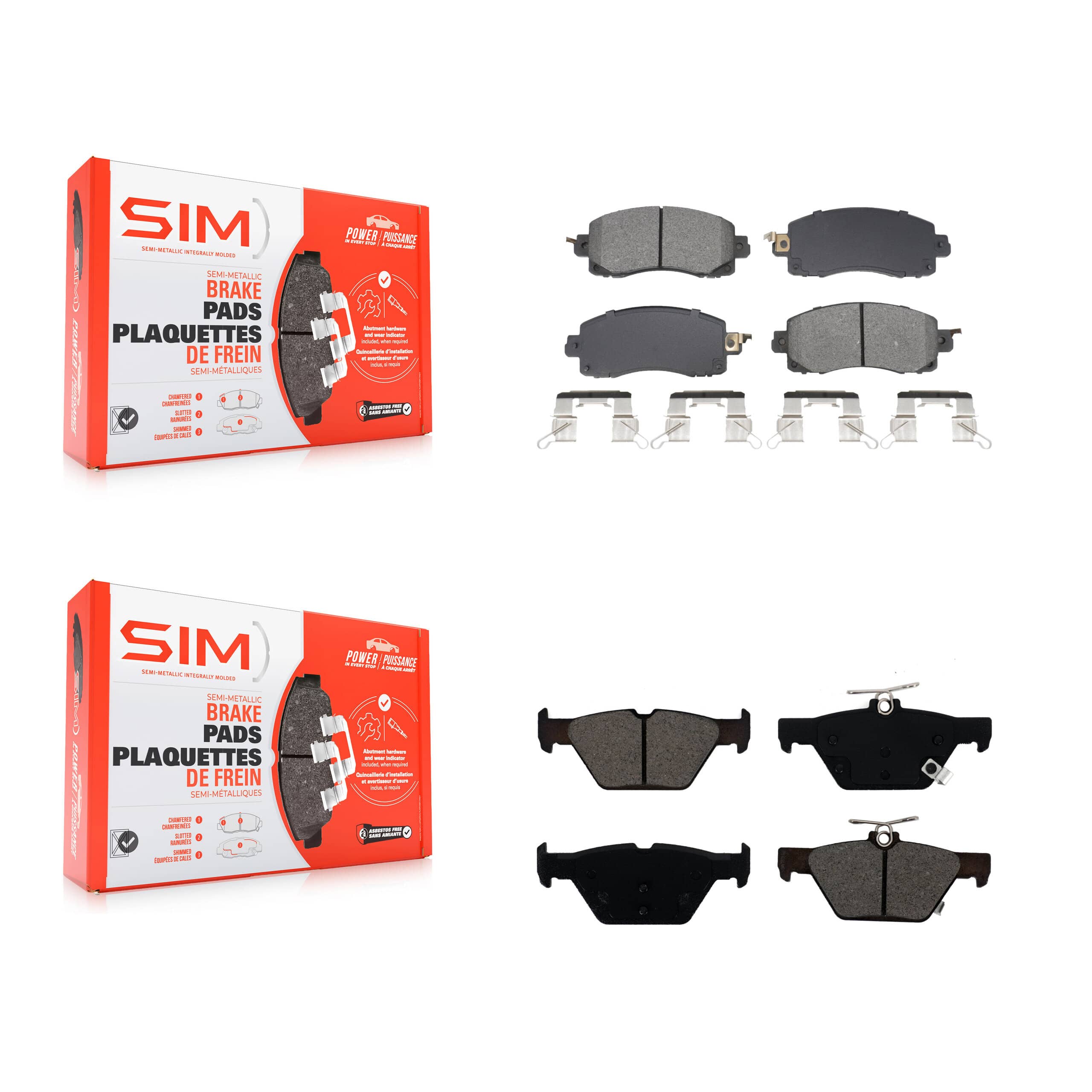 SIM - KSM-100604 - Front and Rear Disc Brake Pad Kits
