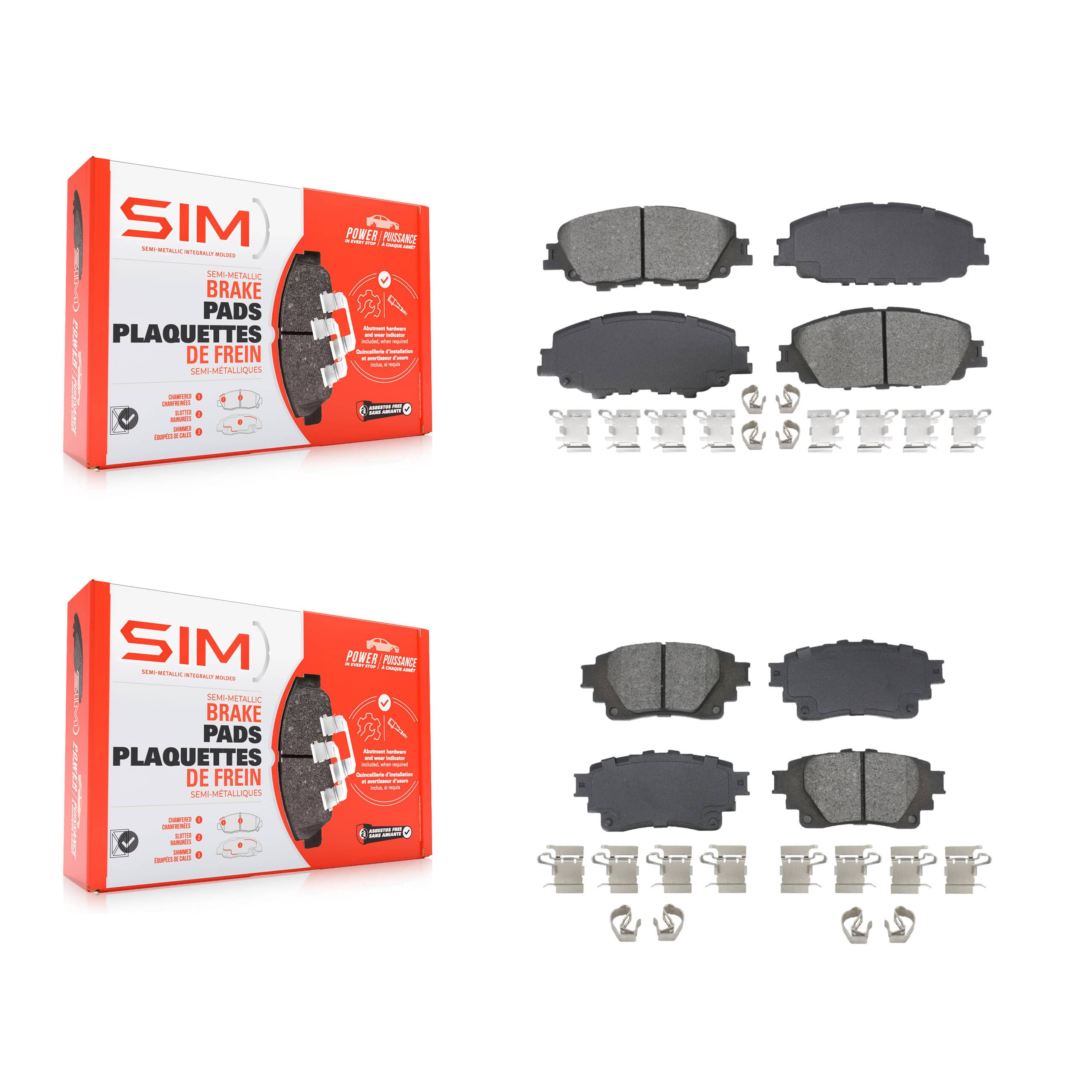 SIM - KSM-100615 - Front and Rear Disc Brake Pad Kits