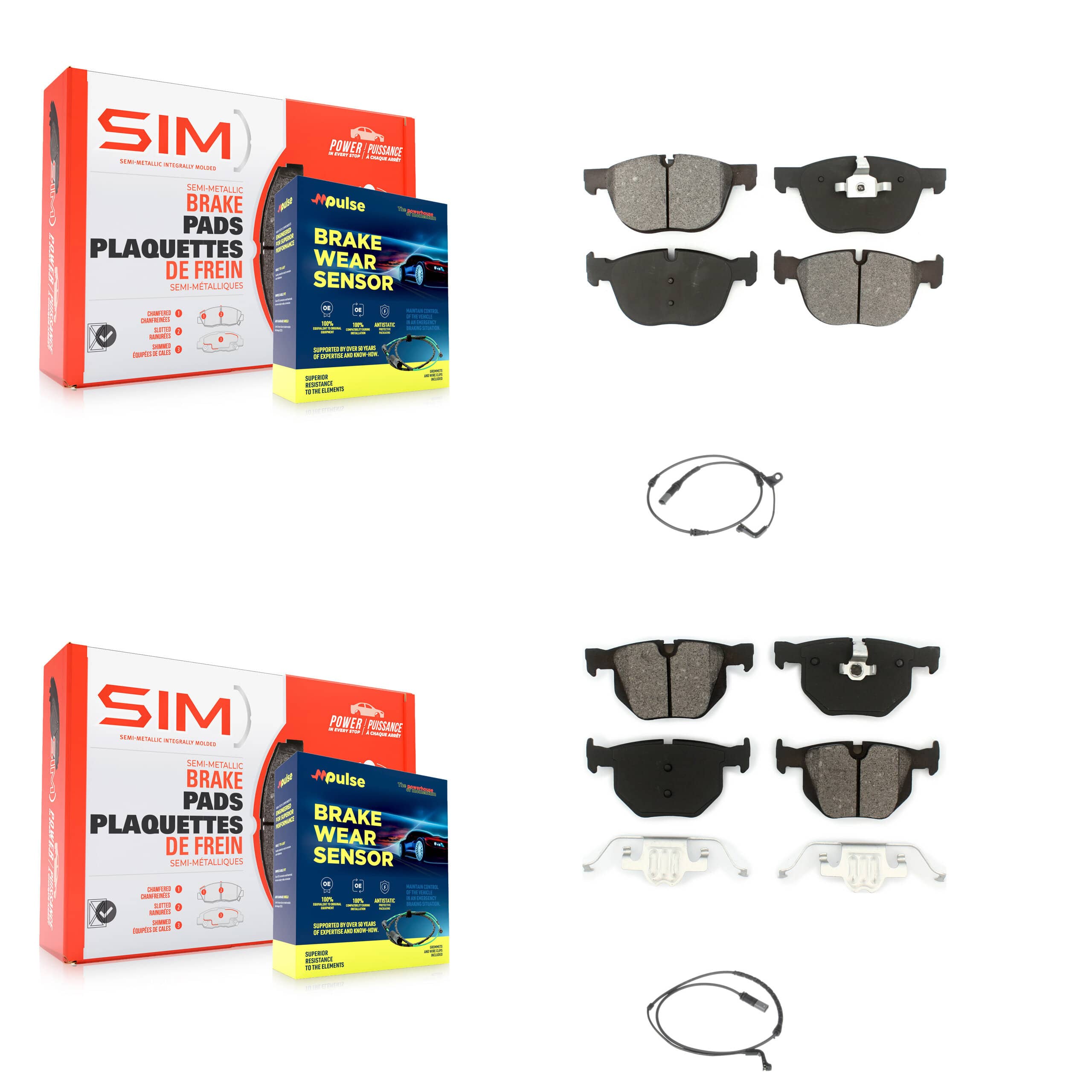 SIM - KSW-100050 - Front and Rear Disc Brake Pad Kits