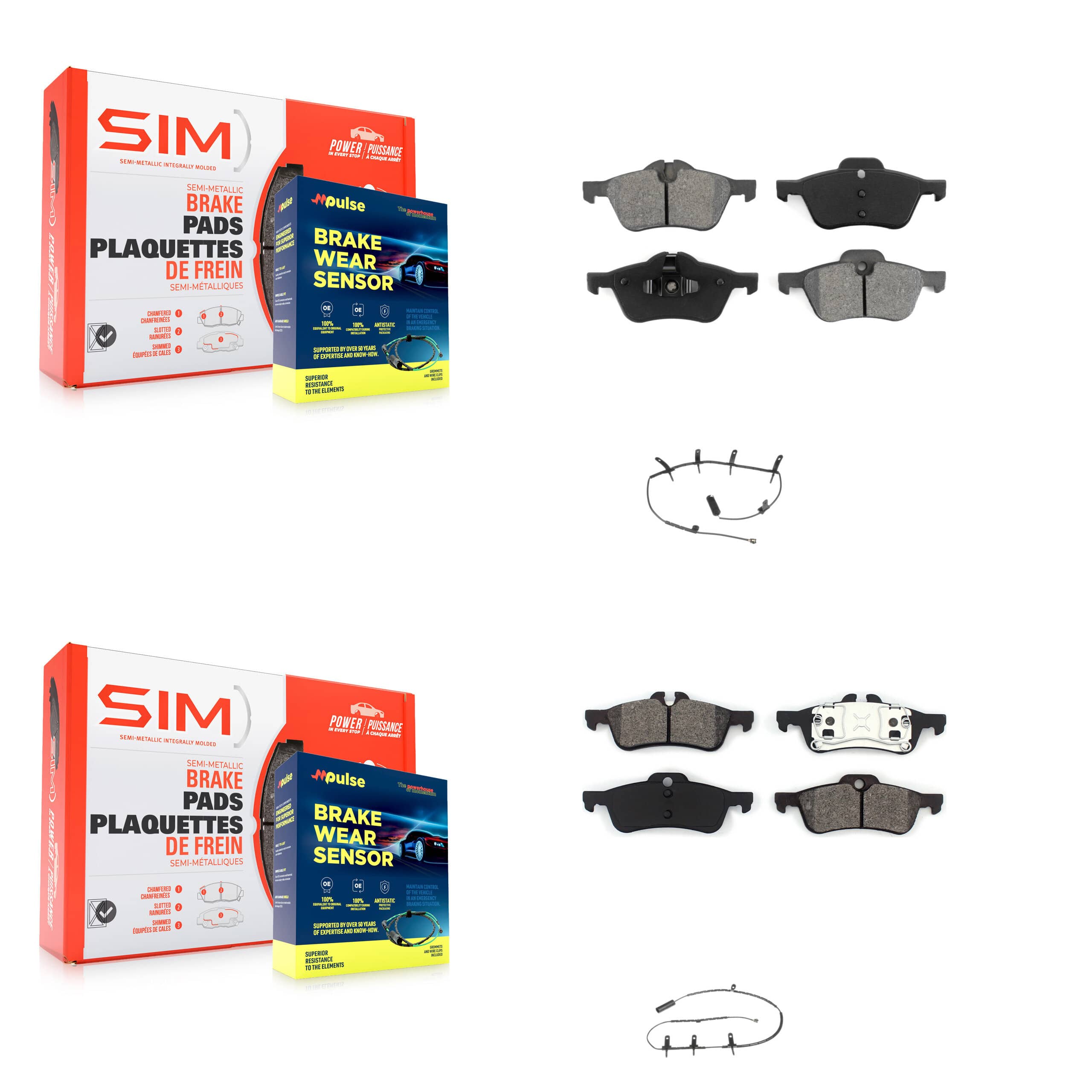 SIM - KSW-100055 - Front and Rear Disc Brake Pad Kits
