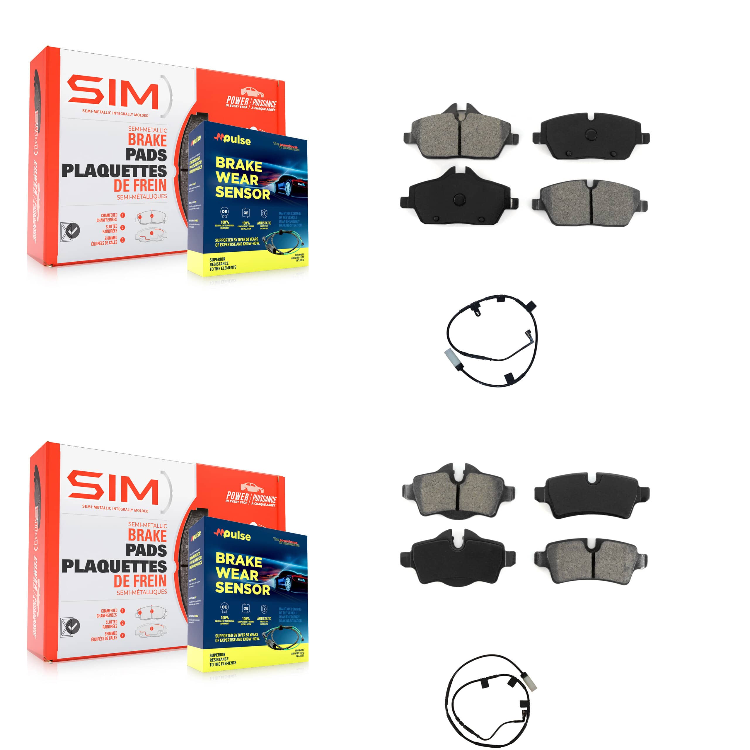 SIM - KSW-100057 - Front and Rear Disc Brake Pad Kits
