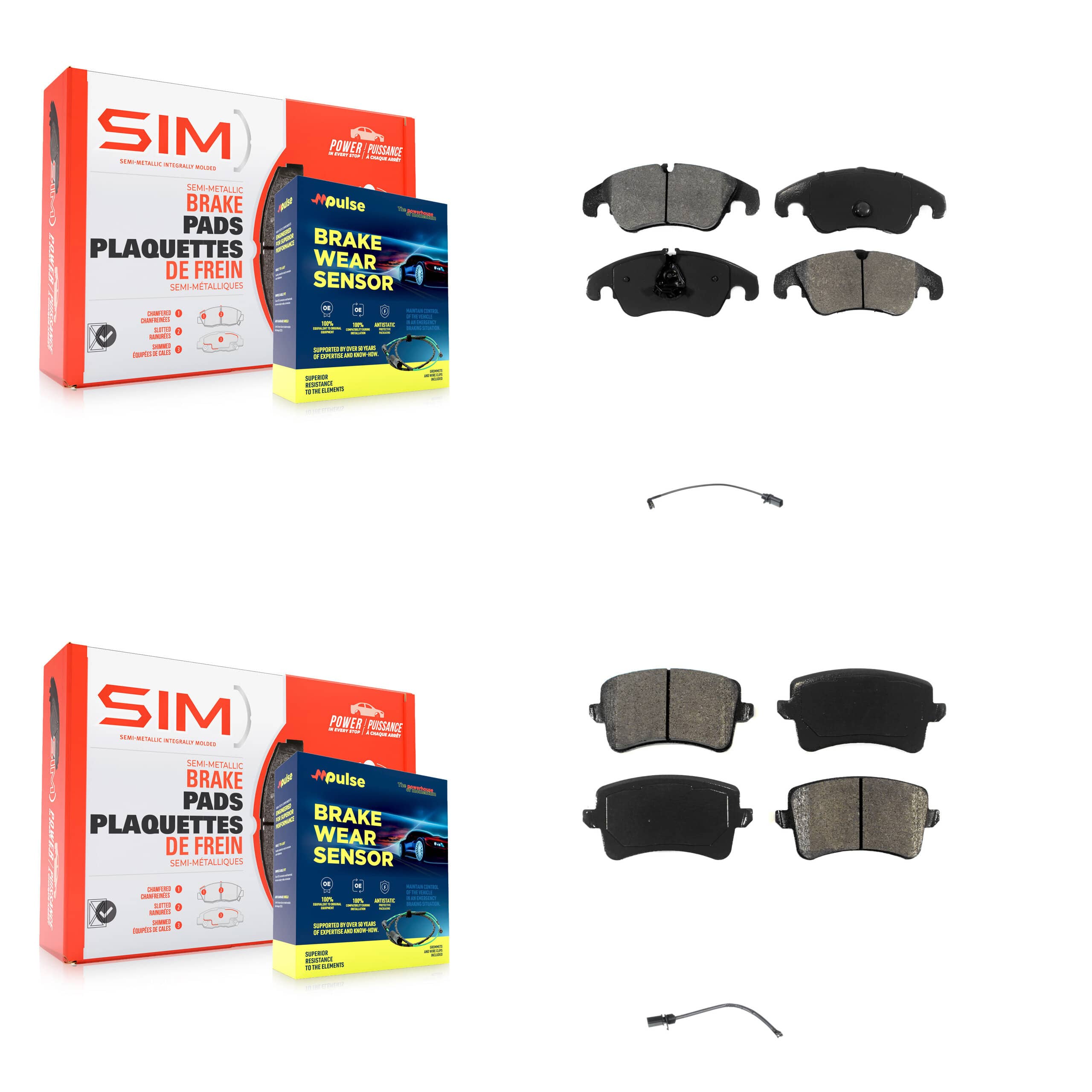 SIM - KSW-100073 - Front and Rear Disc Brake Pad Kits
