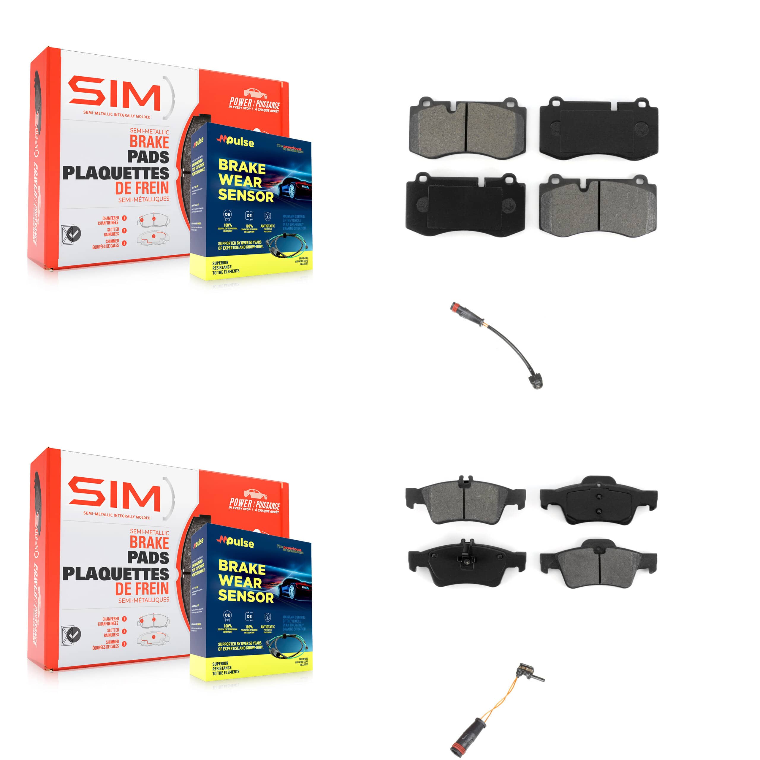 SIM - KSW-100081 - Front and Rear Disc Brake Pad Kits