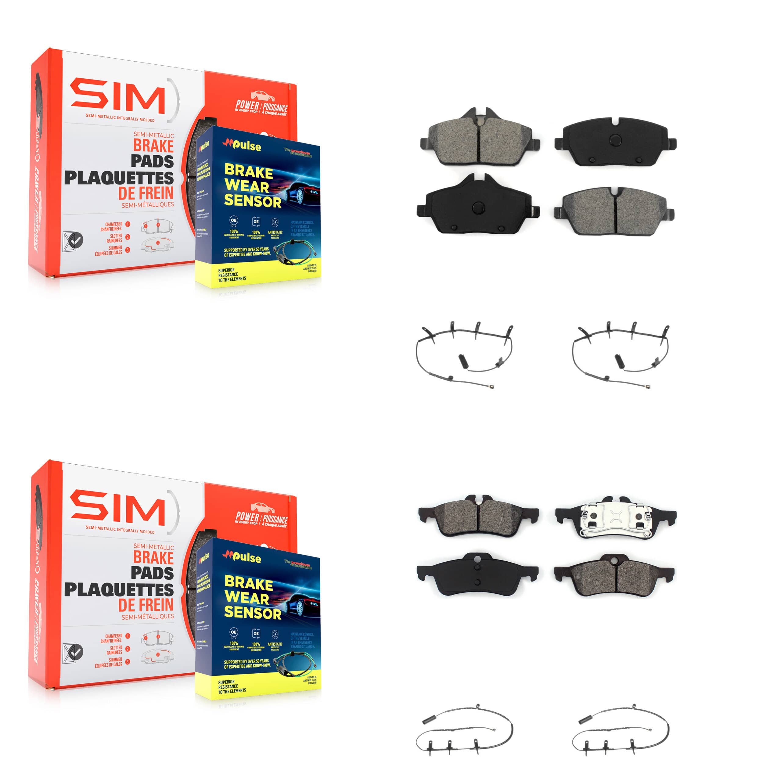 SIM - KSW-100108 - Front and Rear Disc Brake Pad Kits