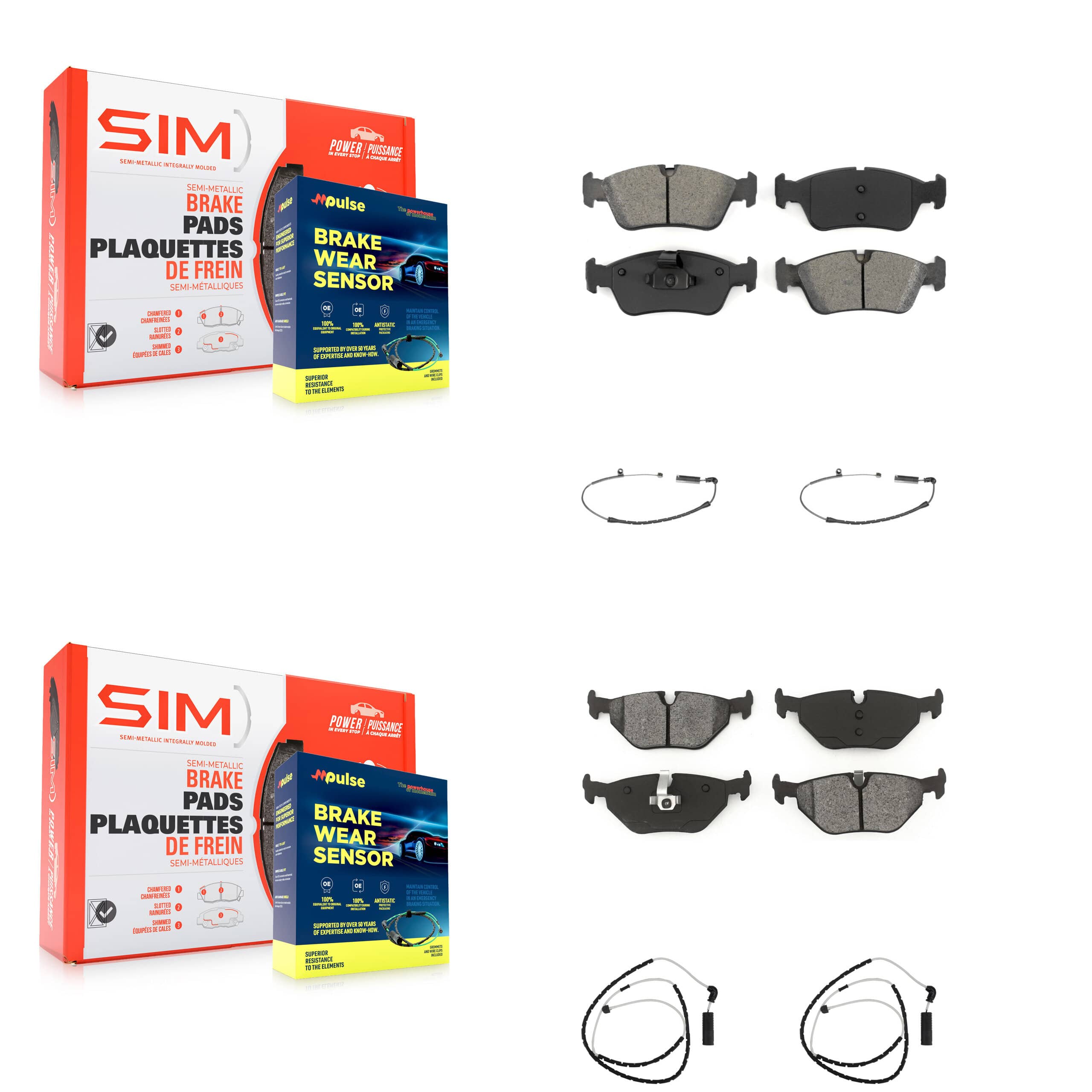 SIM - KSW-100114 - Front and Rear Disc Brake Pad Kits