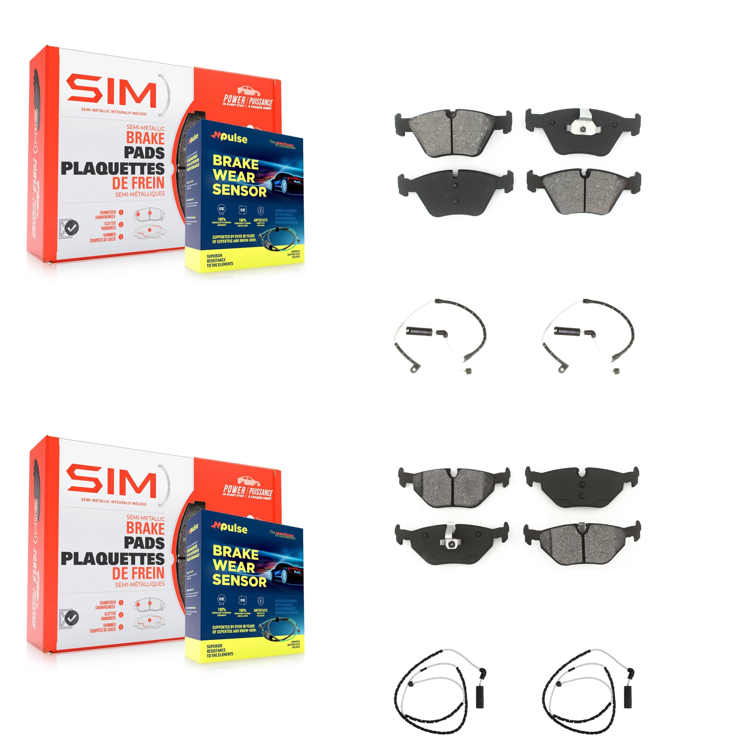 SIM - KSW-100115 - Front and Rear Disc Brake Pad Kits