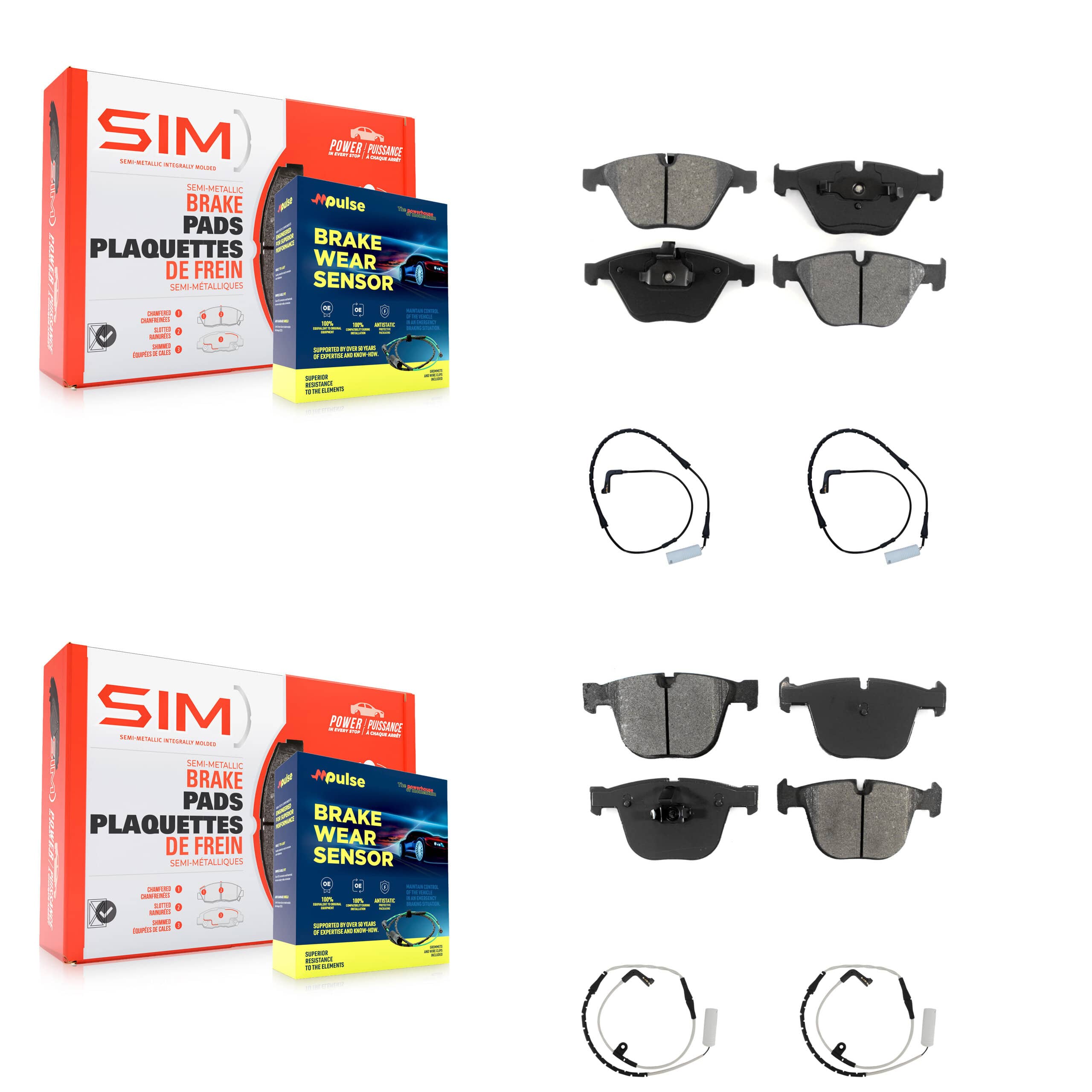 SIM - KSW-100124 - Front and Rear Disc Brake Pad Kits