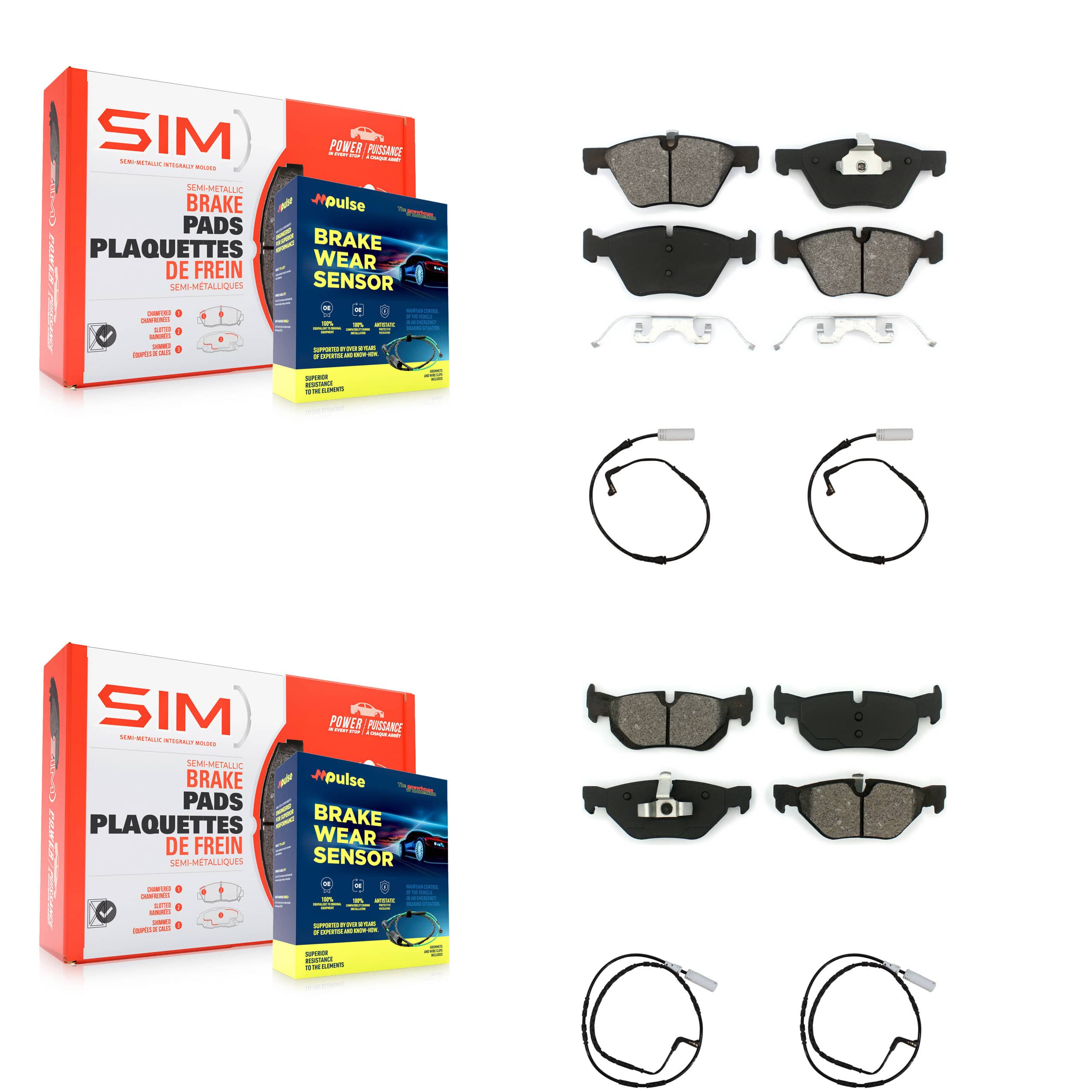 SIM - KSW-100128 - Front and Rear Disc Brake Pad Kits