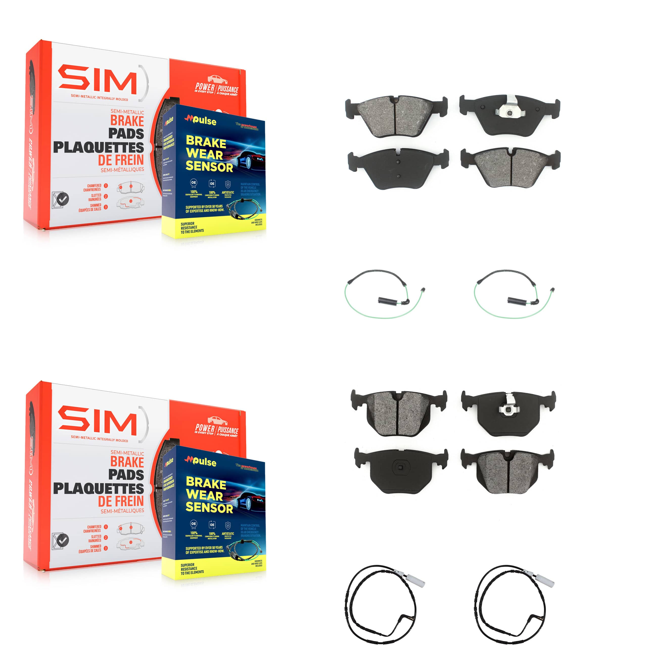 SIM - KSW-100129 - Front and Rear Disc Brake Pad Kits
