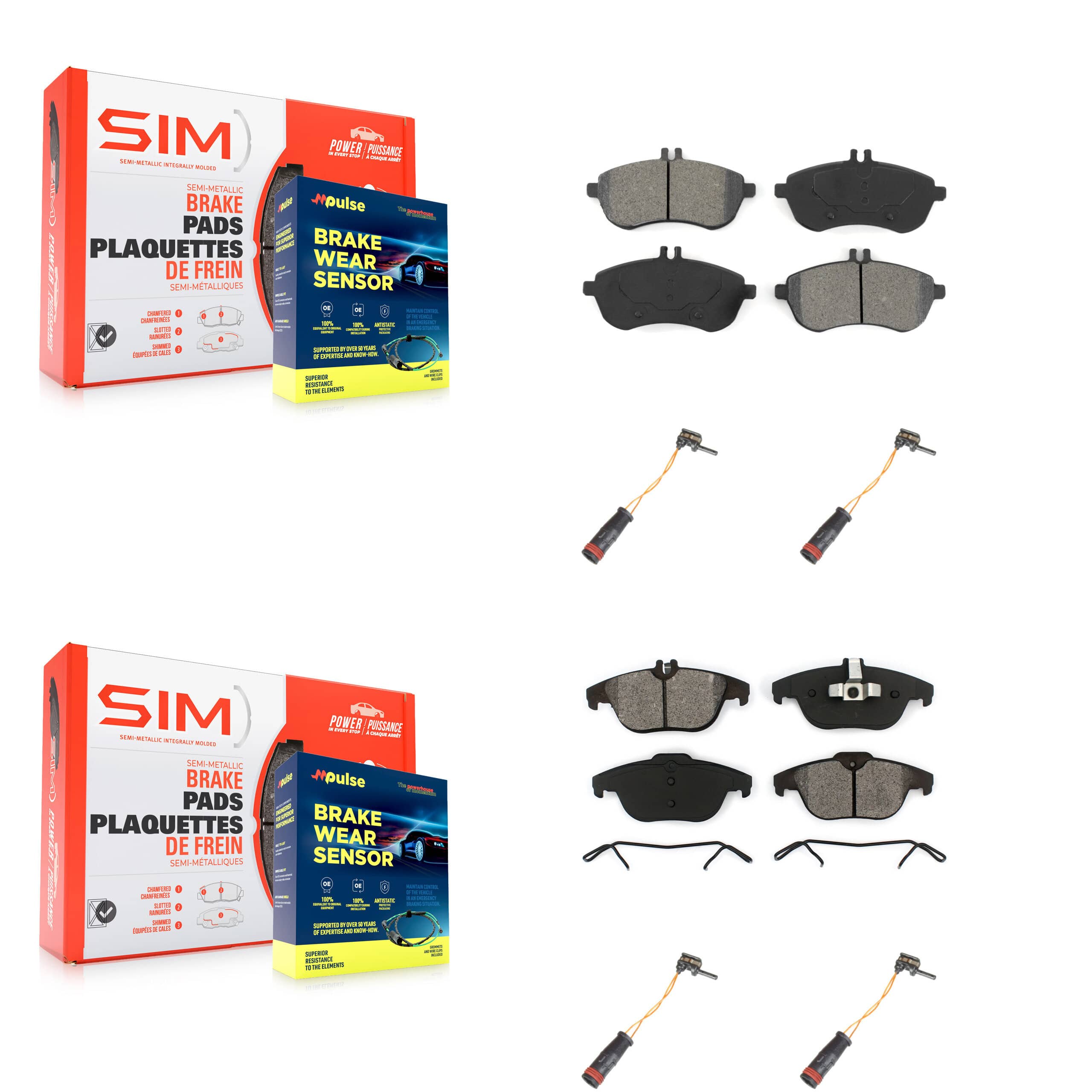 SIM - KSW-100160 - Front and Rear Disc Brake Pad Kits