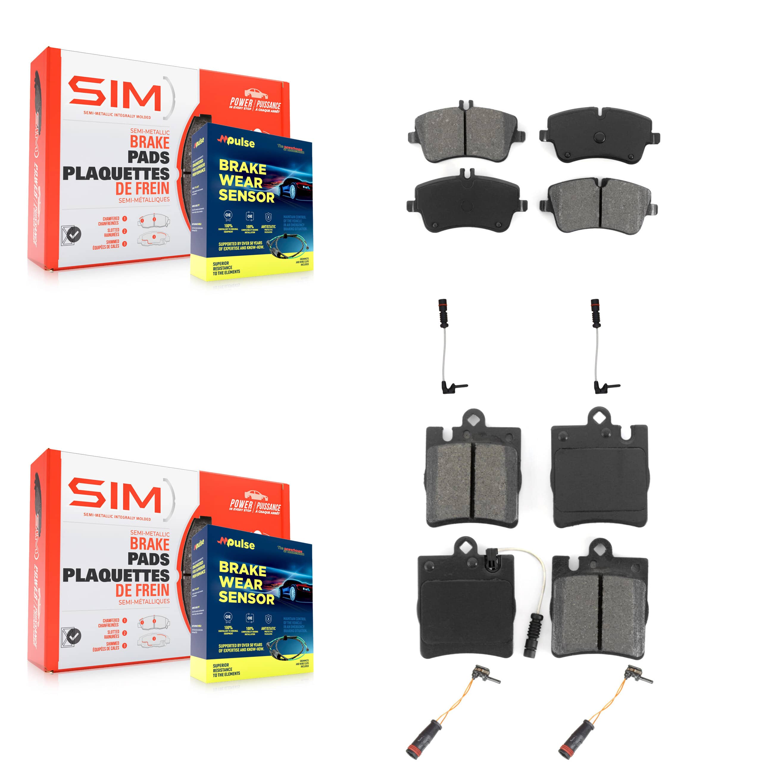 SIM - KSW-100182 - Front and Rear Disc Brake Pad Kits