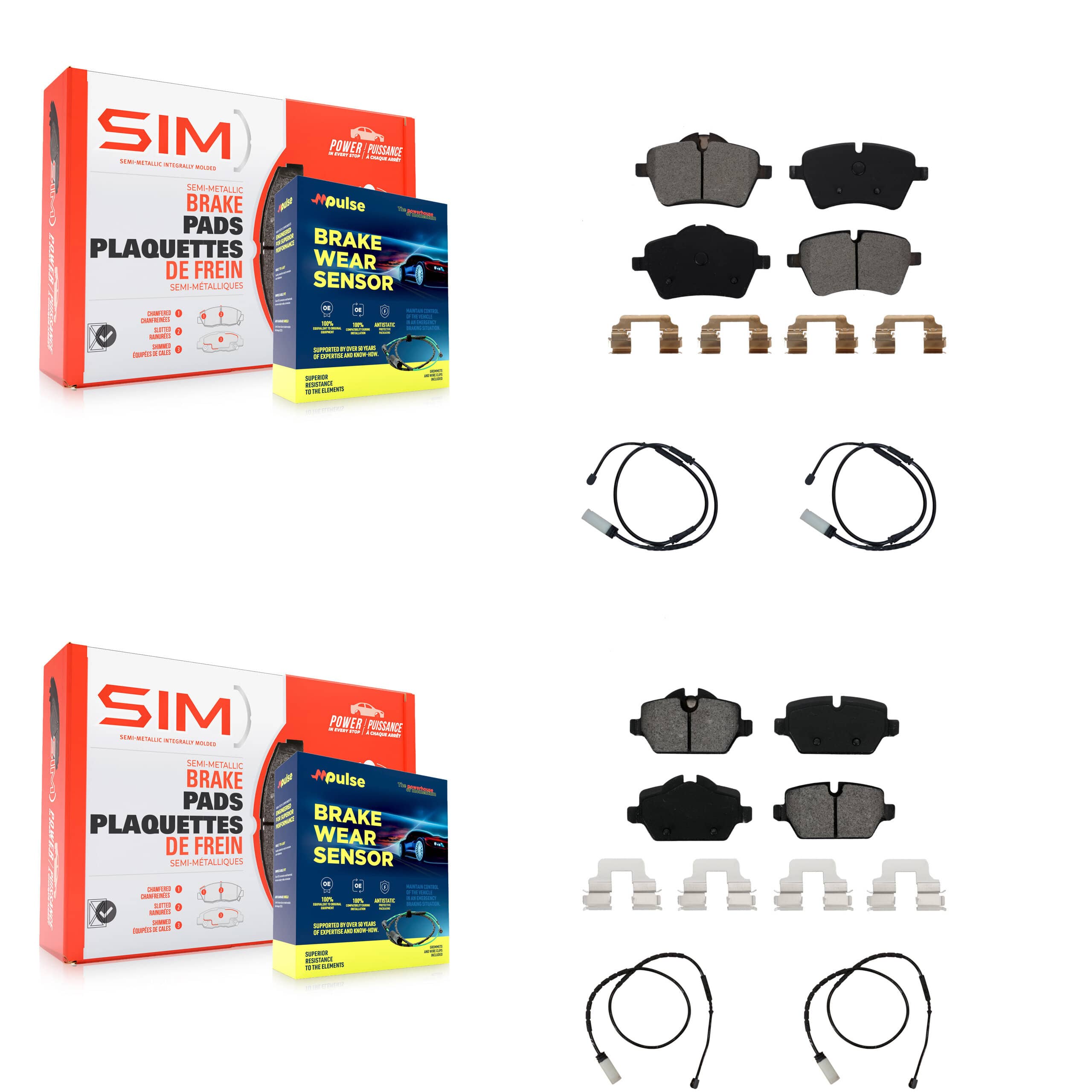 SIM - KSW-100199 - Front and Rear Disc Brake Pad Kits