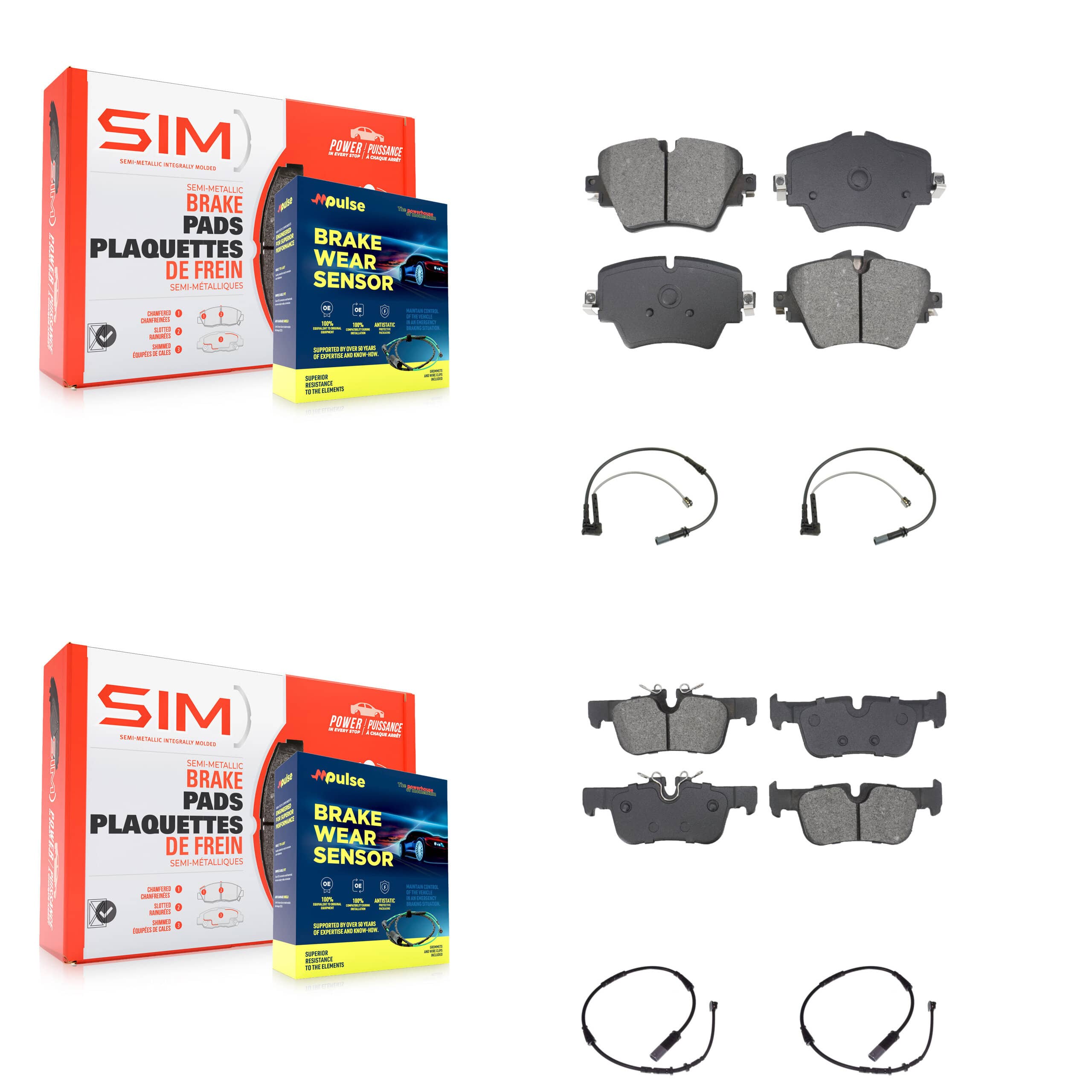 SIM - KSW-100717 - Front and Rear Disc Brake Pad Kits
