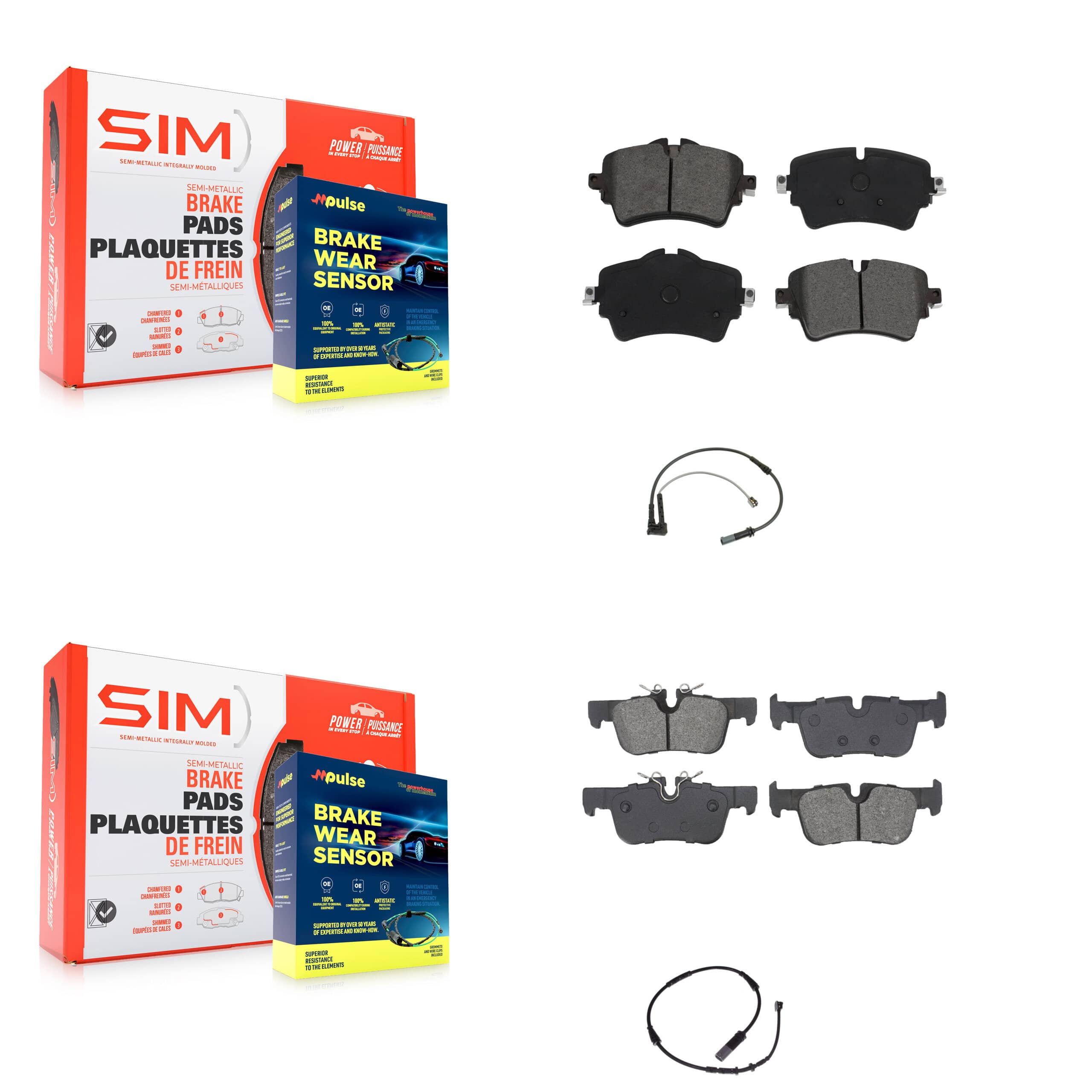 SIM - KSW-100741 - Front and Rear Disc Brake Pad Kits