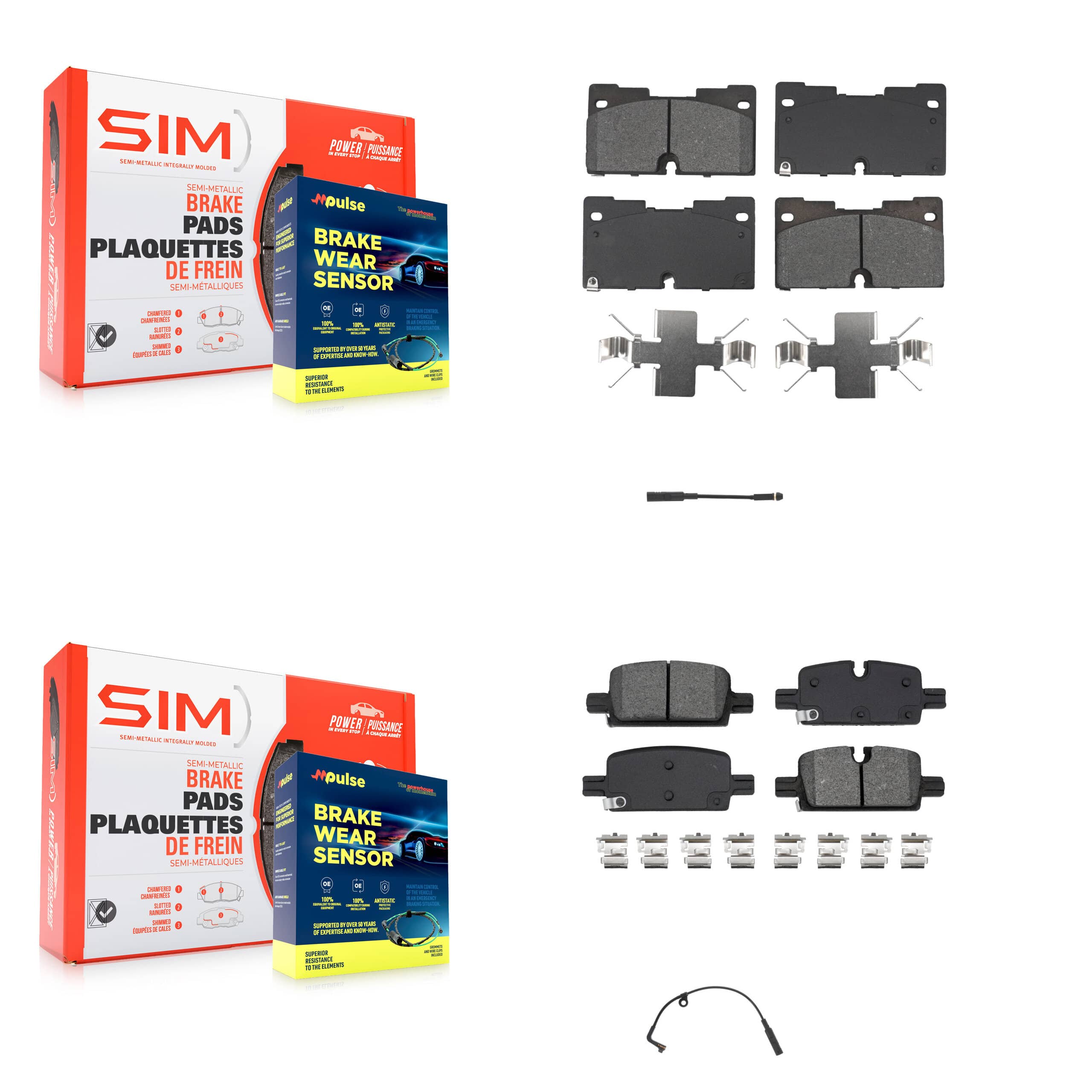 SIM - KSW-100747 - Front and Rear Disc Brake Pad Kits
