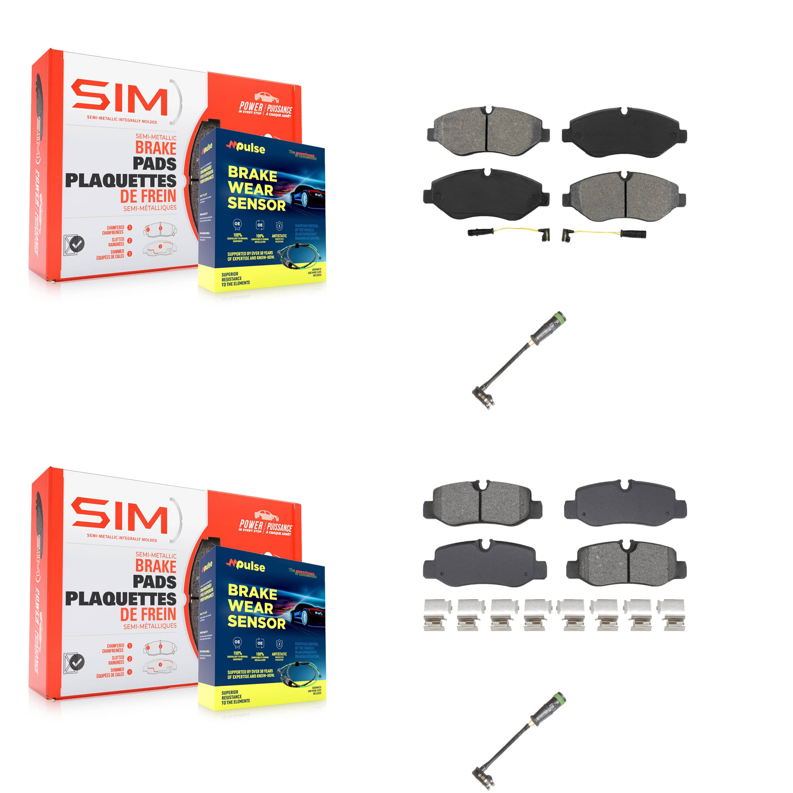 SIM - KSW-100750 - Front and Rear Disc Brake Pad Kits