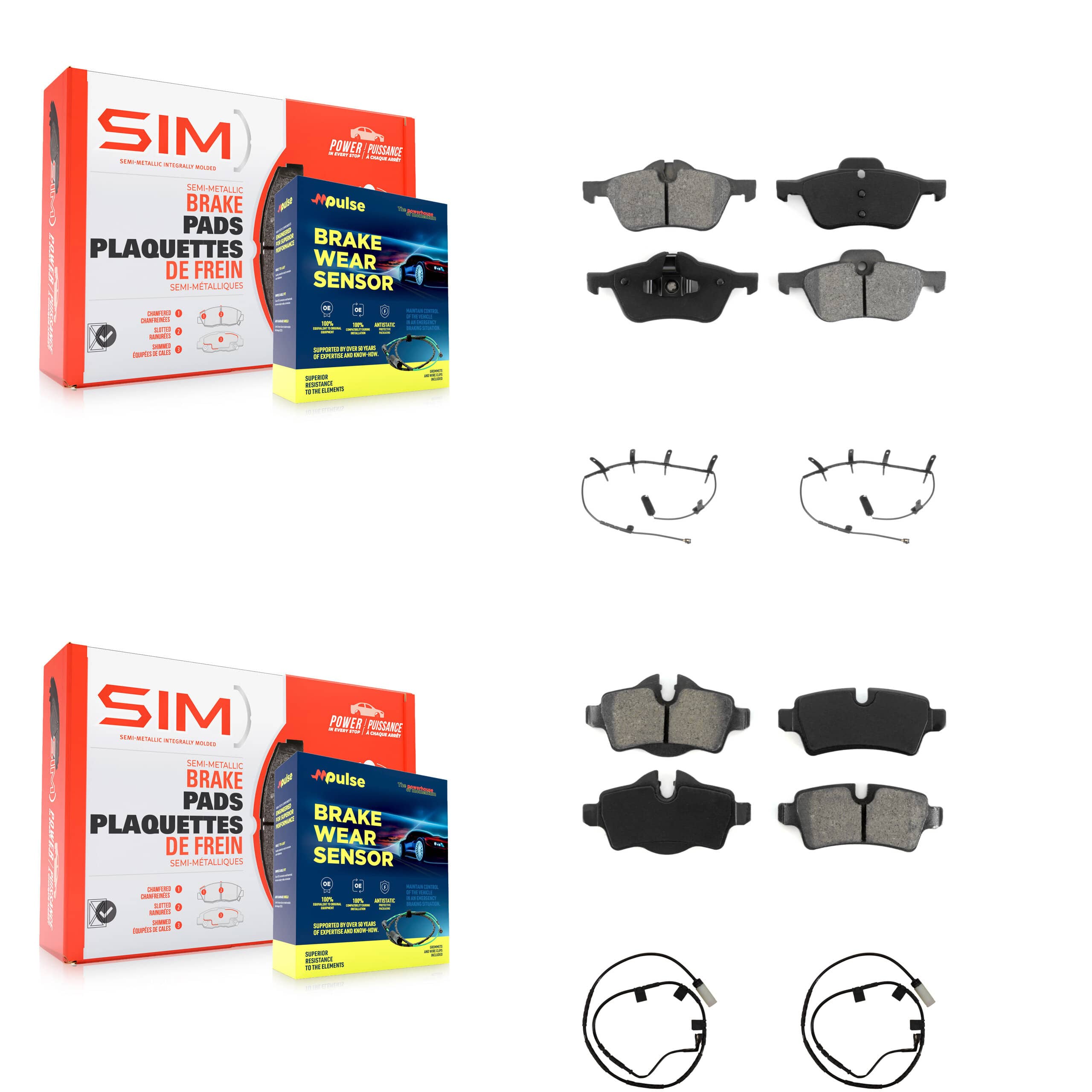 SIM - KSW-100876 - Front and Rear Disc Brake Pad Kits