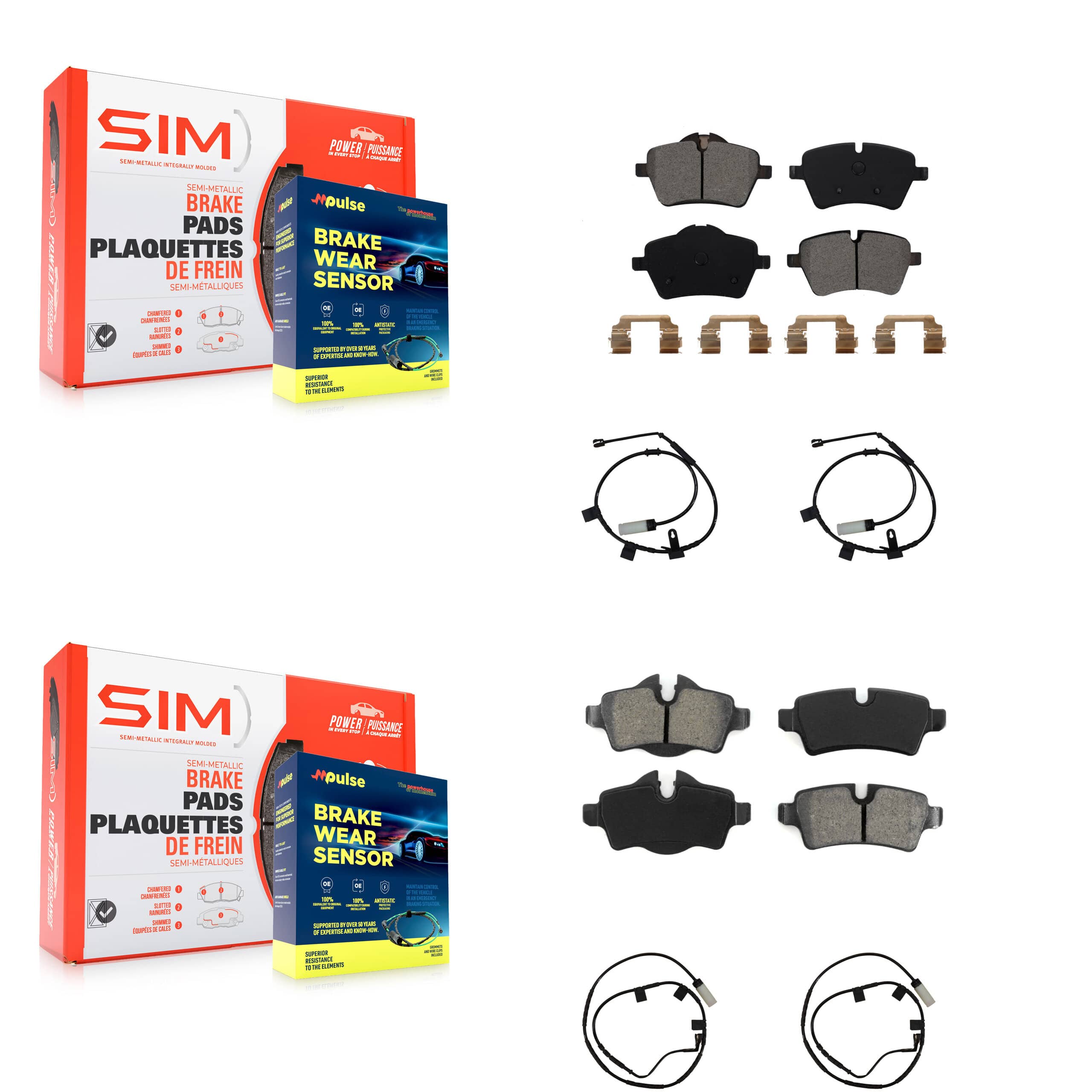 SIM - KSW-100880 - Front and Rear Disc Brake Pad Kits