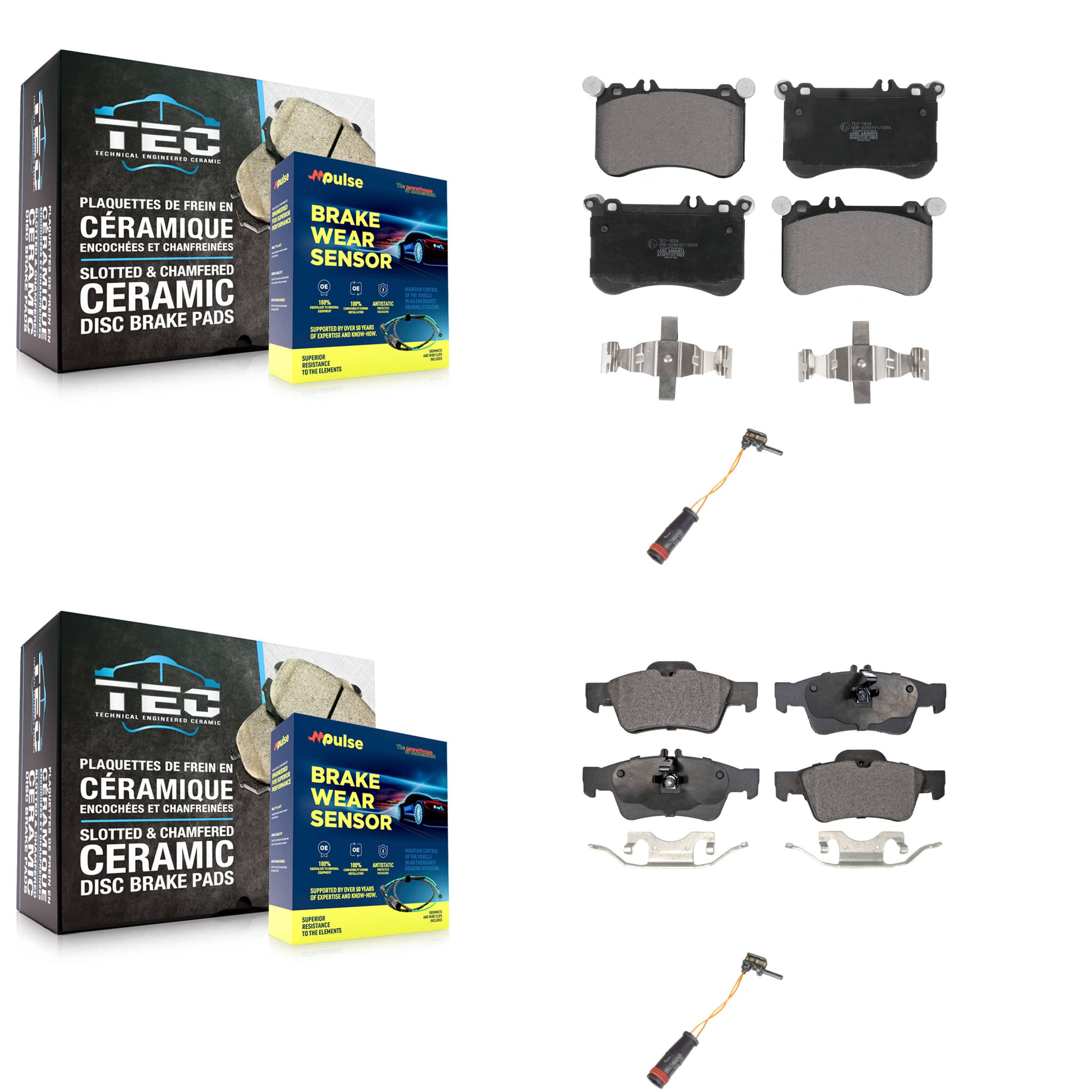 TEC - KTW-100398 - Front and Rear Disc Brake Pad Kits