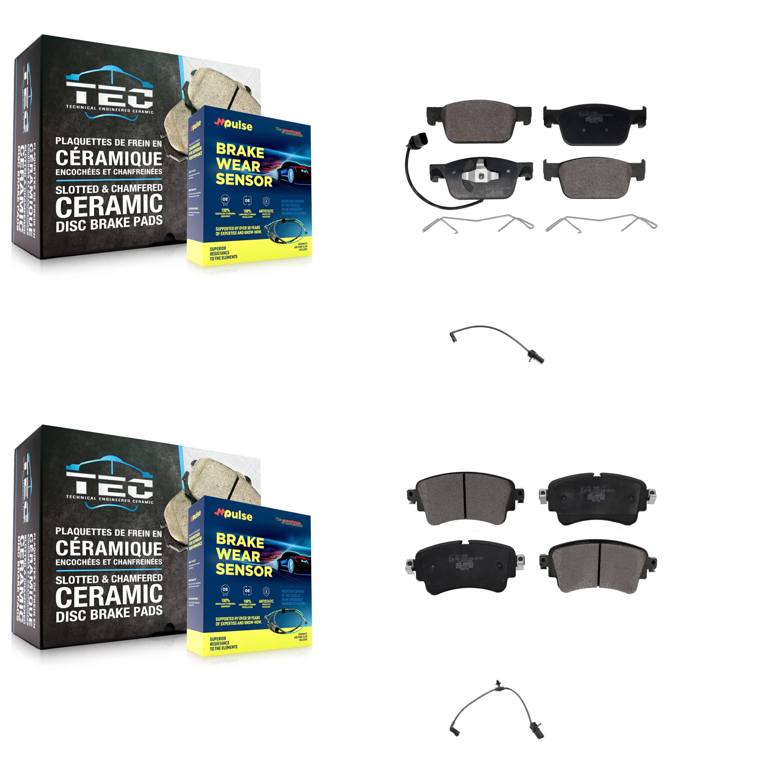 TEC - KTW-100455 - Front and Rear Disc Brake Pad Kits