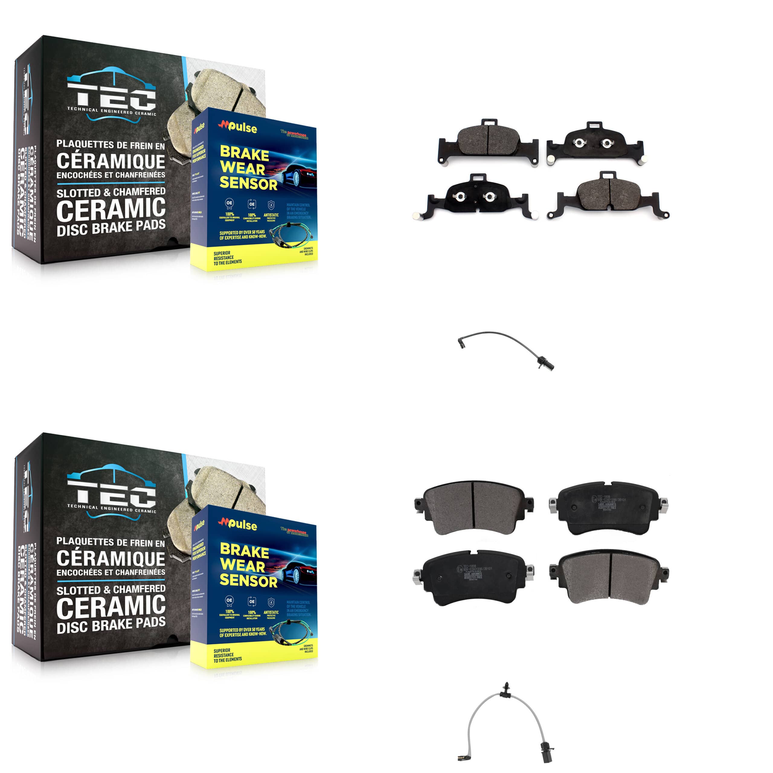 TEC - KTW-101552 - Front and Rear Disc Brake Pad Kits
