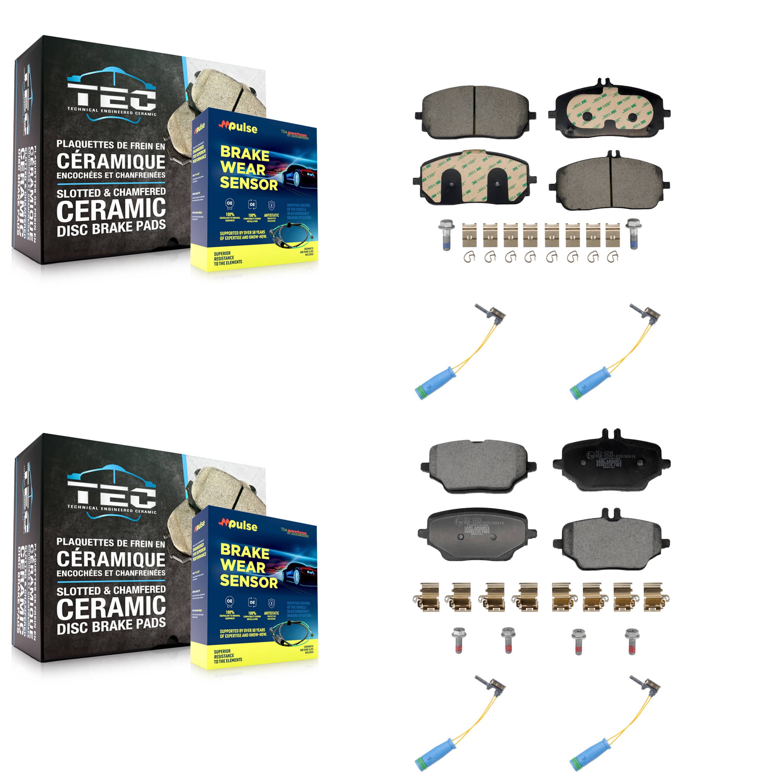 TEC - KTW-101638 - Front and Rear Disc Brake Pad Kits
