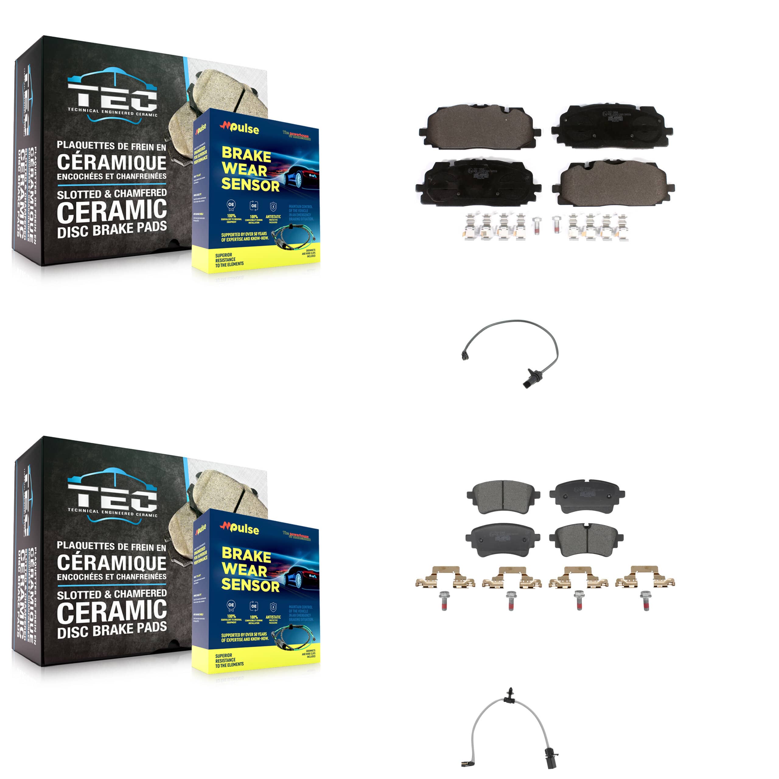 TEC - KTW-101650 - Front and Rear Disc Brake Pad Kits