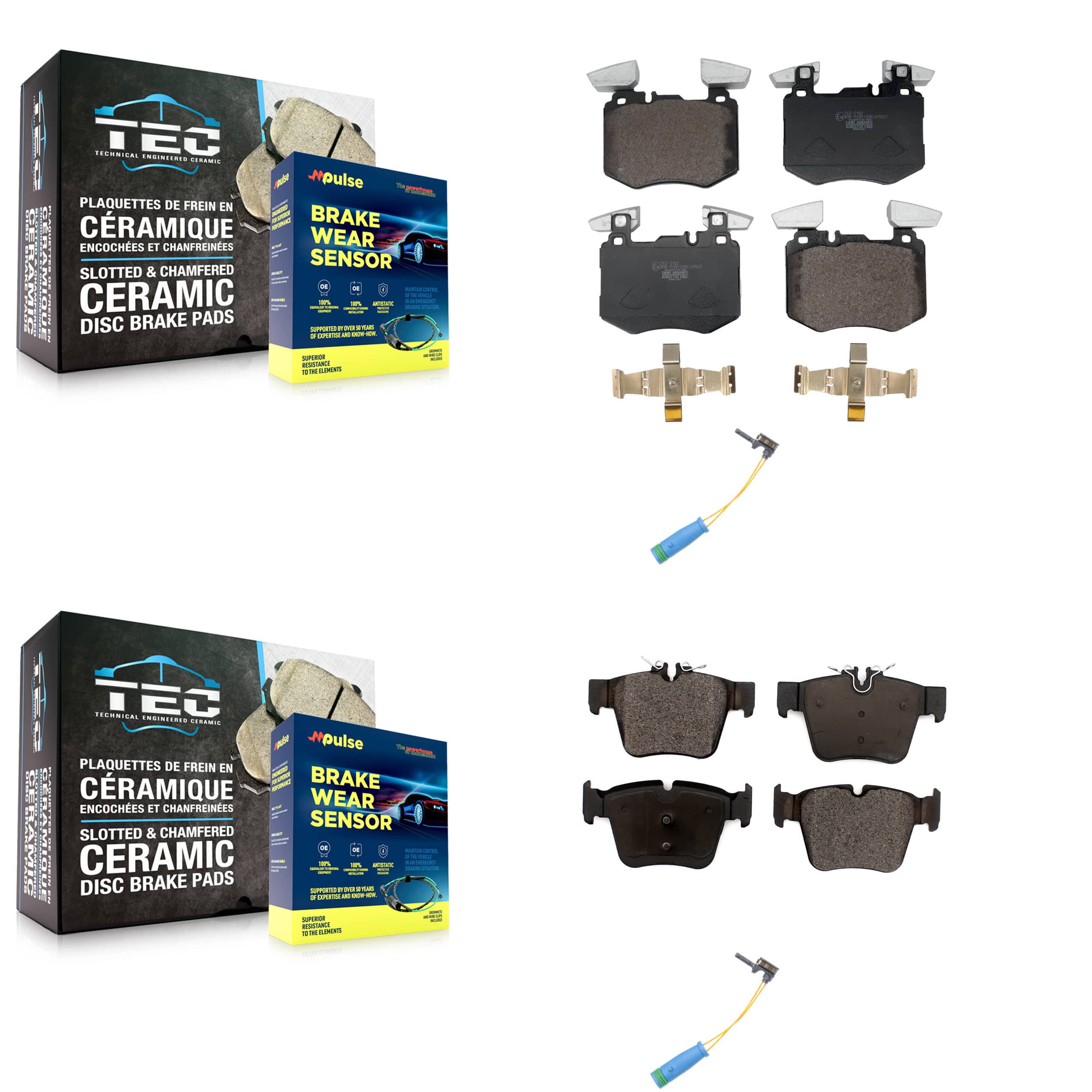 TEC - KTW-101680 - Front and Rear Disc Brake Pad Kits
