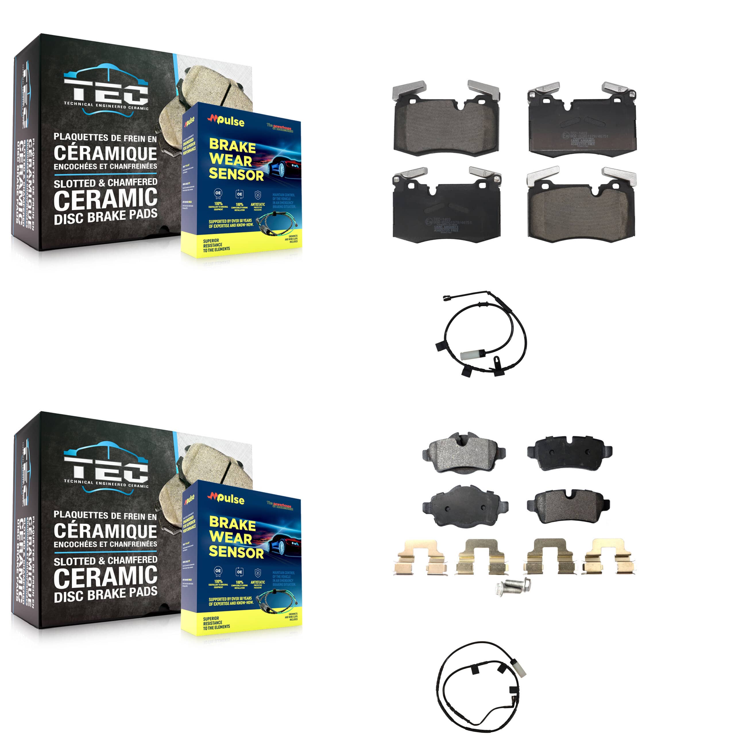 TEC - KTW-101761 - Front and Rear Disc Brake Pad Kits